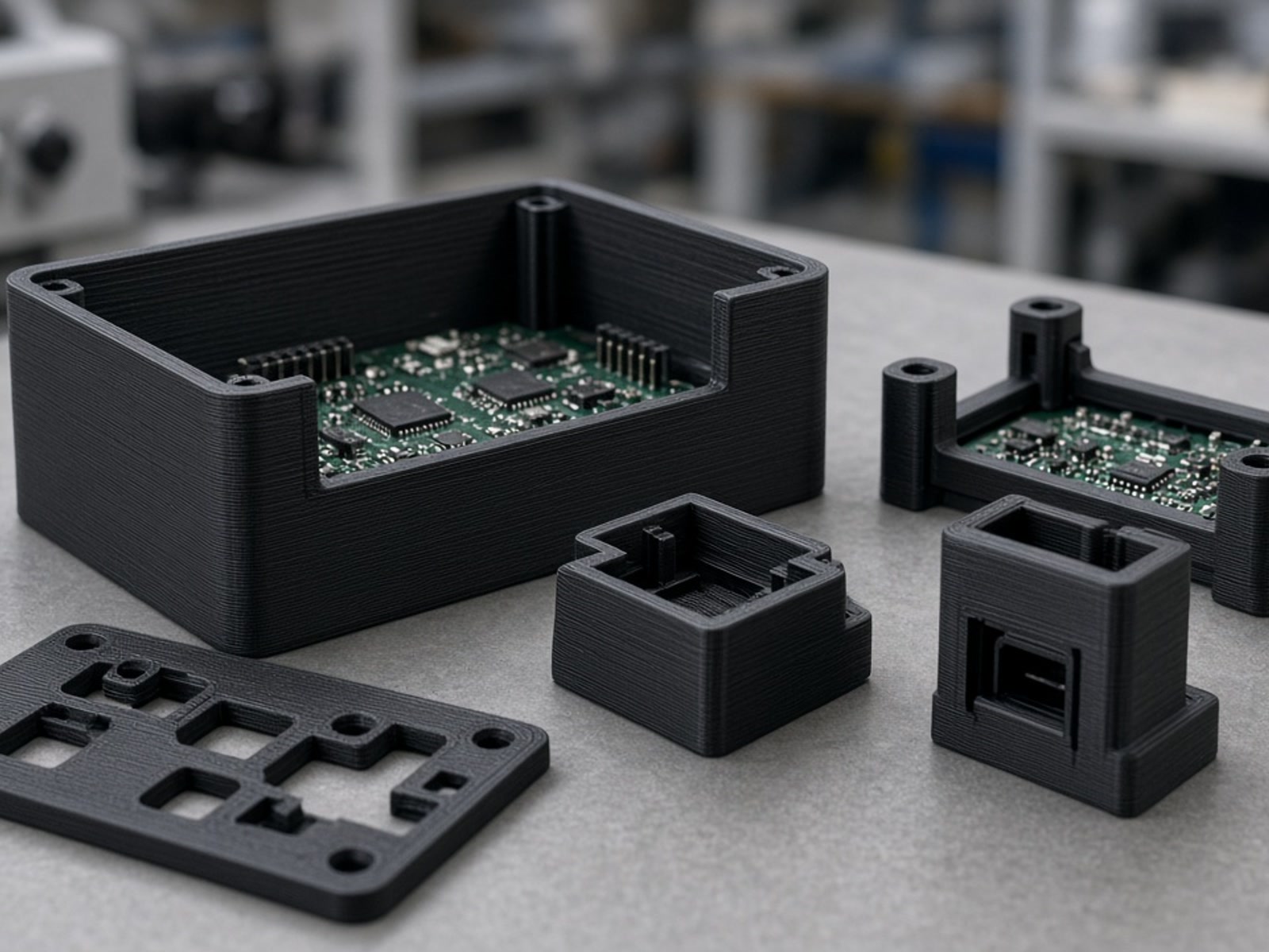 Functional polymer electronics enclosure produced with industrial 3D printing